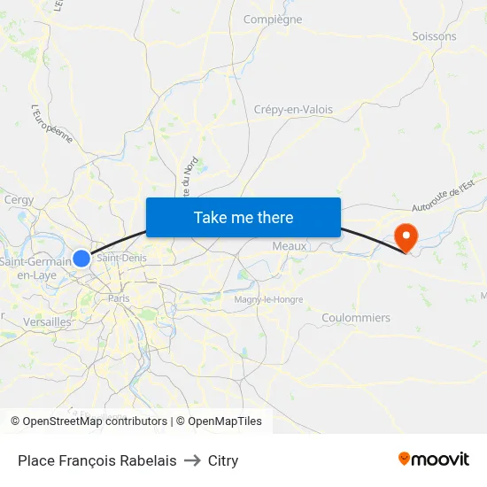 Place François Rabelais to Citry map
