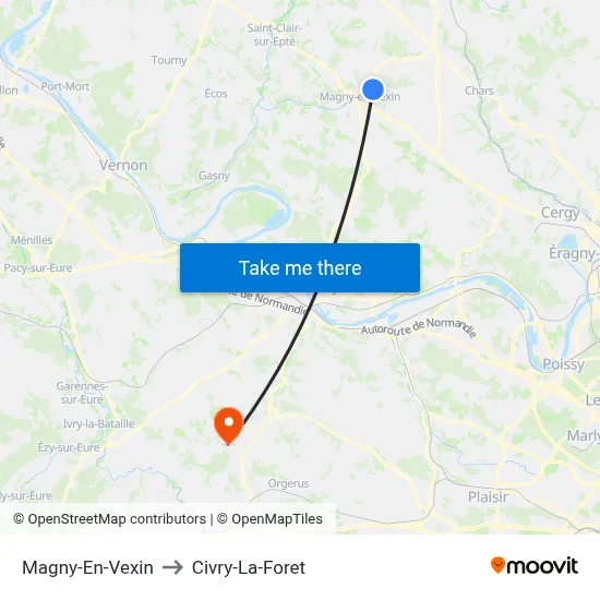 Magny-En-Vexin to Civry-La-Foret map