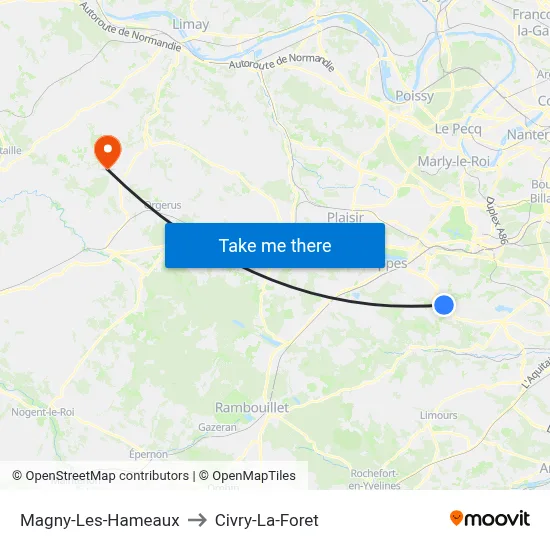 Magny-Les-Hameaux to Civry-La-Foret map