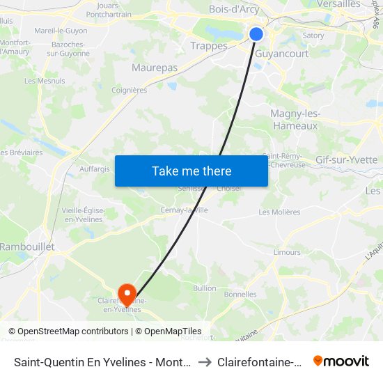 Saint-Quentin En Yvelines - Montigny-Le-Bretonneux to Clairefontaine-En-Yvelines map