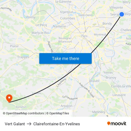 Vert Galant to Clairefontaine-En-Yvelines map