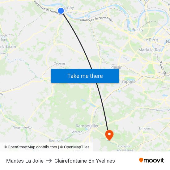 Mantes-La-Jolie to Clairefontaine-En-Yvelines map