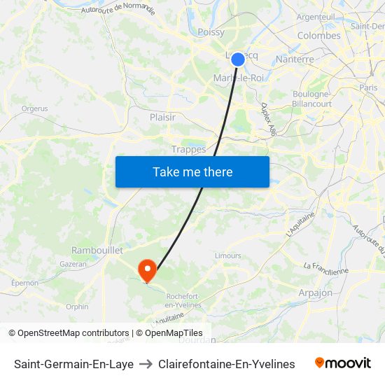 Saint-Germain-En-Laye to Clairefontaine-En-Yvelines map