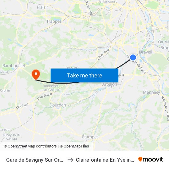 Gare de Savigny-Sur-Orge to Clairefontaine-En-Yvelines map