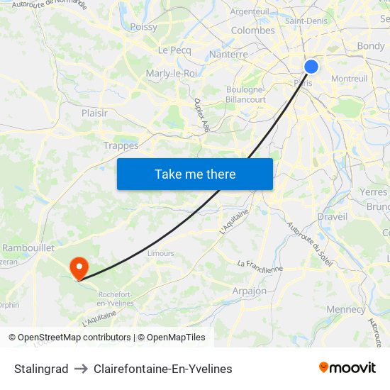 Stalingrad to Clairefontaine-En-Yvelines map