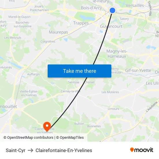 Saint-Cyr to Clairefontaine-En-Yvelines map