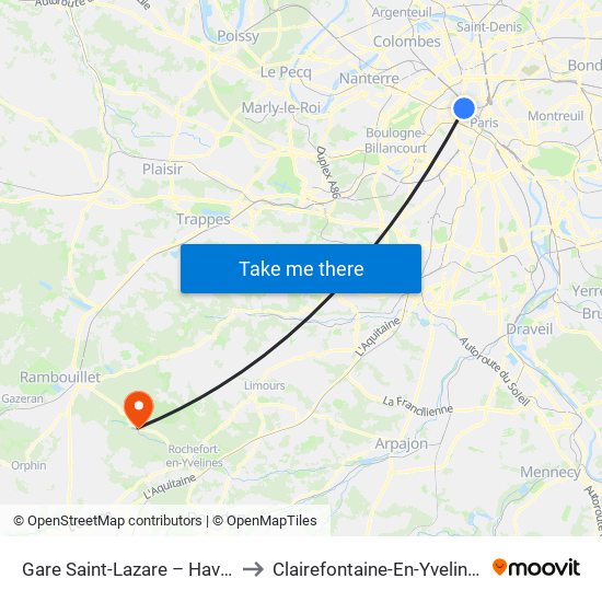Gare Saint-Lazare – Havre to Clairefontaine-En-Yvelines map