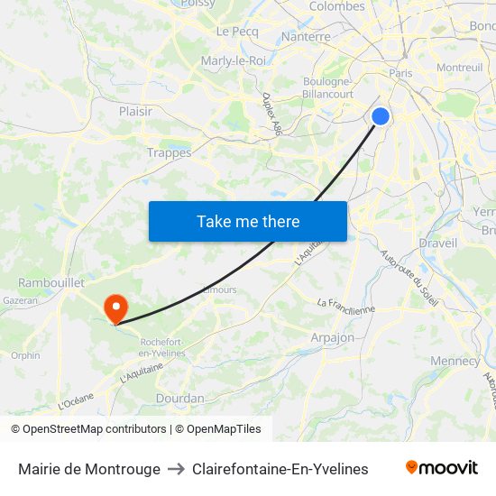 Mairie de Montrouge to Clairefontaine-En-Yvelines map