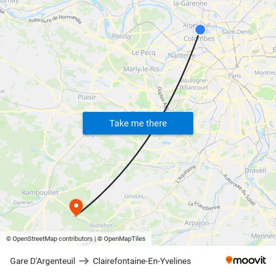 Gare D'Argenteuil to Clairefontaine-En-Yvelines map