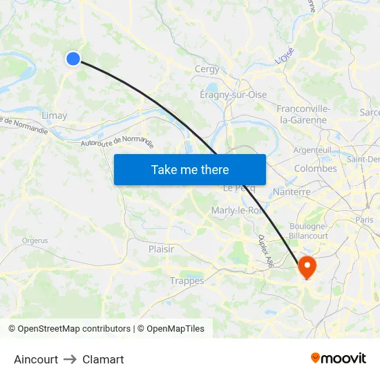 Aincourt to Clamart map