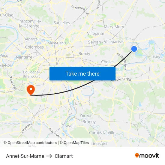 Annet-Sur-Marne to Clamart map