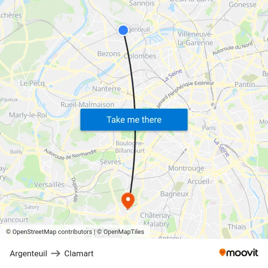 Argenteuil to Clamart map