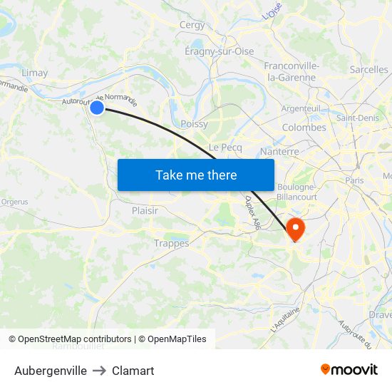 Aubergenville to Clamart map