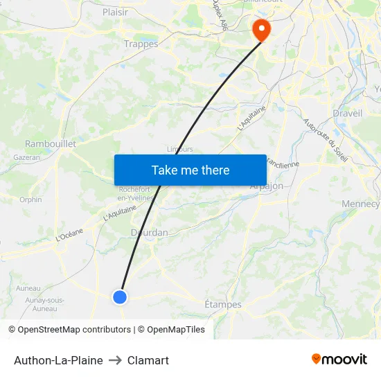 Authon-La-Plaine to Clamart map