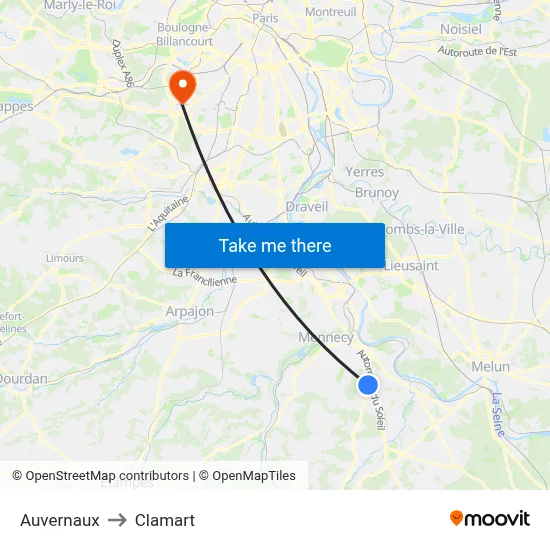 Auvernaux to Clamart map