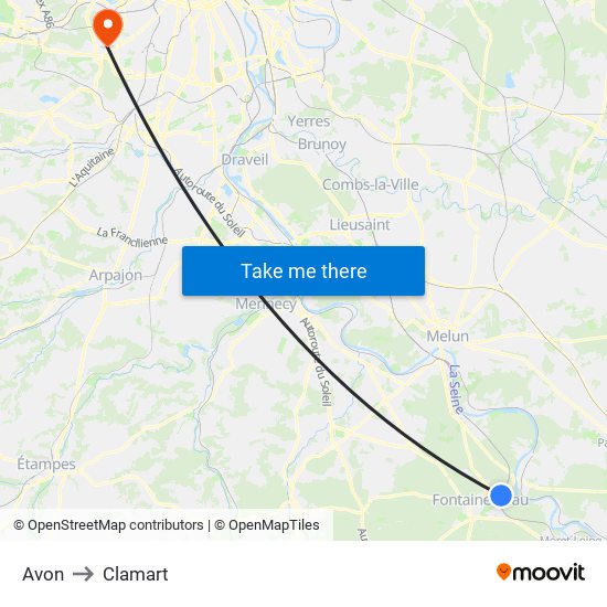 Avon to Clamart map