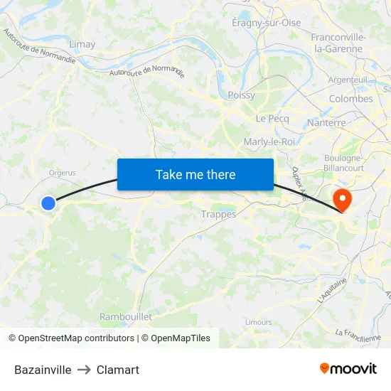Bazainville to Clamart map