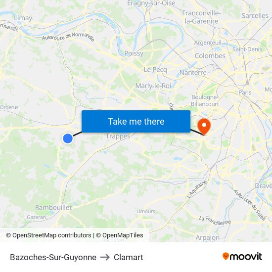 Bazoches-Sur-Guyonne to Clamart map