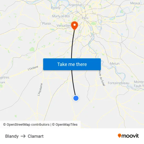 Blandy to Clamart map