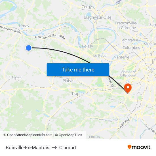 Boinville-En-Mantois to Clamart map