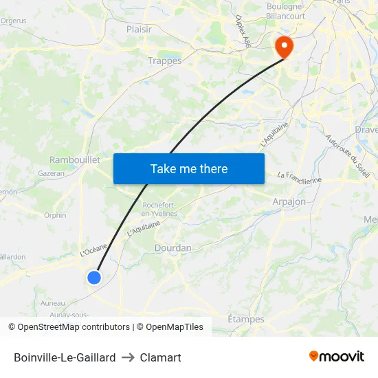 Boinville-Le-Gaillard to Clamart map