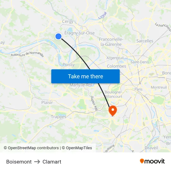 Boisemont to Clamart map