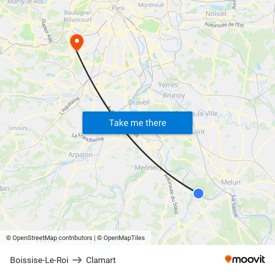Boissise-Le-Roi to Clamart map