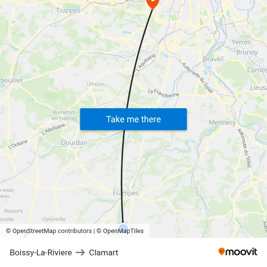 Boissy-La-Riviere to Clamart map