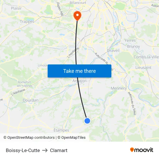 Boissy-Le-Cutte to Clamart map