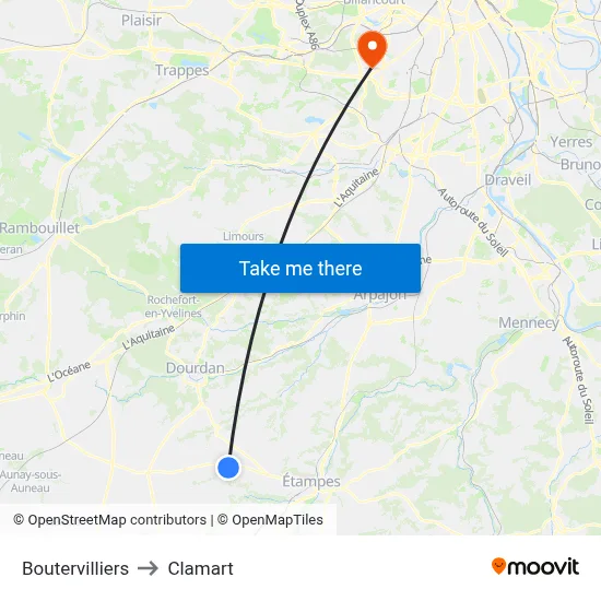 Boutervilliers to Clamart map