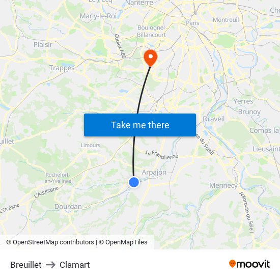 Breuillet to Clamart map
