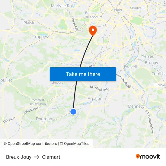 Breux-Jouy to Clamart map
