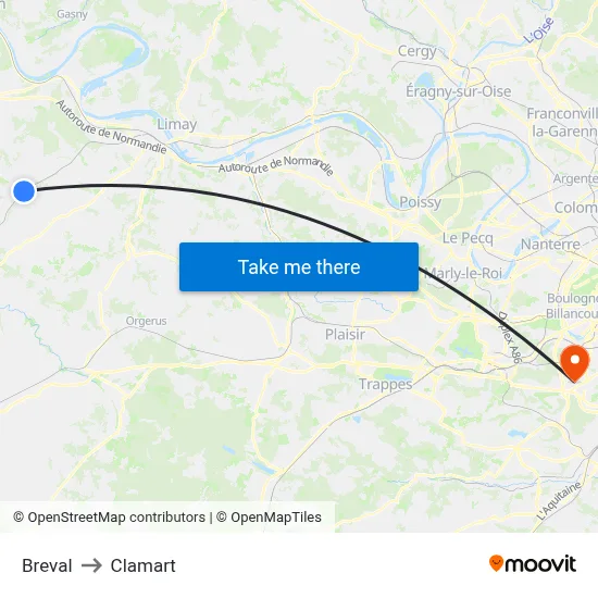 Breval to Clamart map
