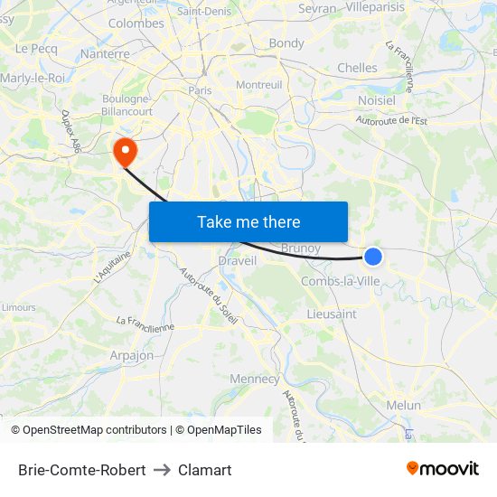Brie-Comte-Robert to Clamart map