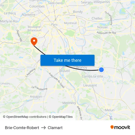 Brie-Comte-Robert to Clamart map
