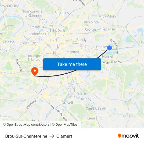 Brou-Sur-Chantereine to Clamart map