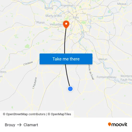 Brouy to Clamart map