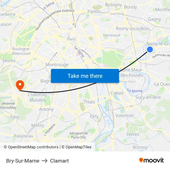 Bry-Sur-Marne to Clamart map