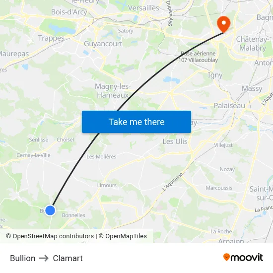Bullion to Clamart map