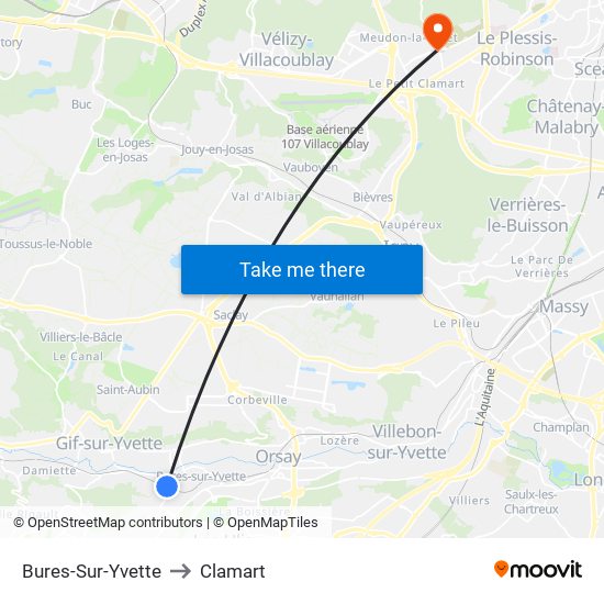 Bures-Sur-Yvette to Clamart map