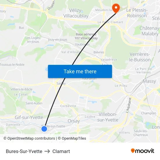 Bures-Sur-Yvette to Clamart map