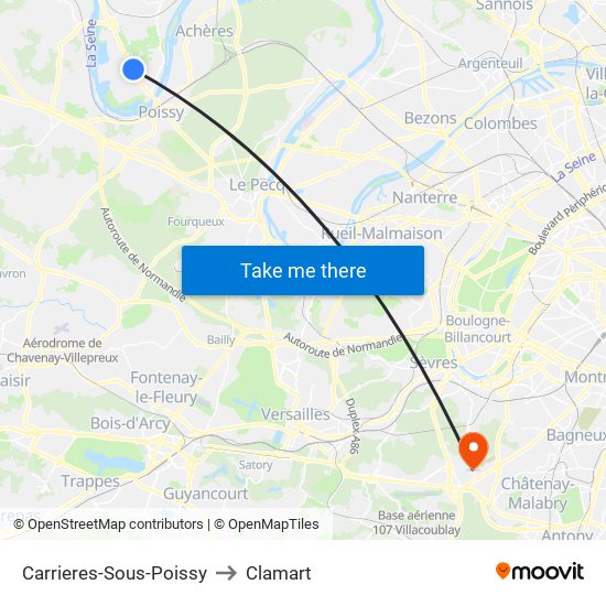 Carrieres-Sous-Poissy to Clamart map