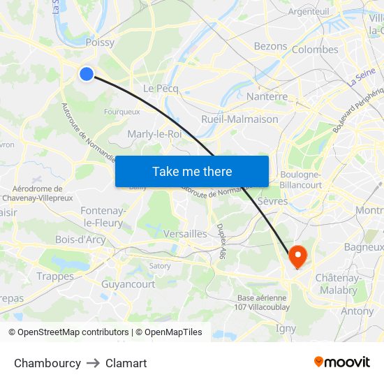 Chambourcy to Clamart map