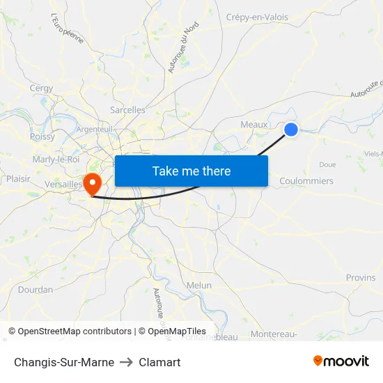 Changis-Sur-Marne to Clamart map