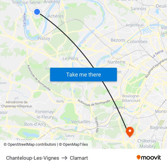 Chanteloup-Les-Vignes to Clamart map