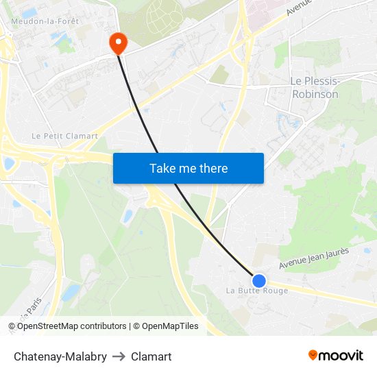 Chatenay-Malabry to Clamart map