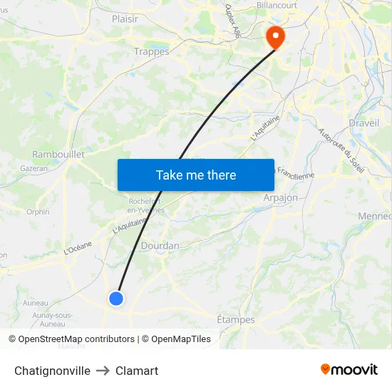 Chatignonville to Clamart map