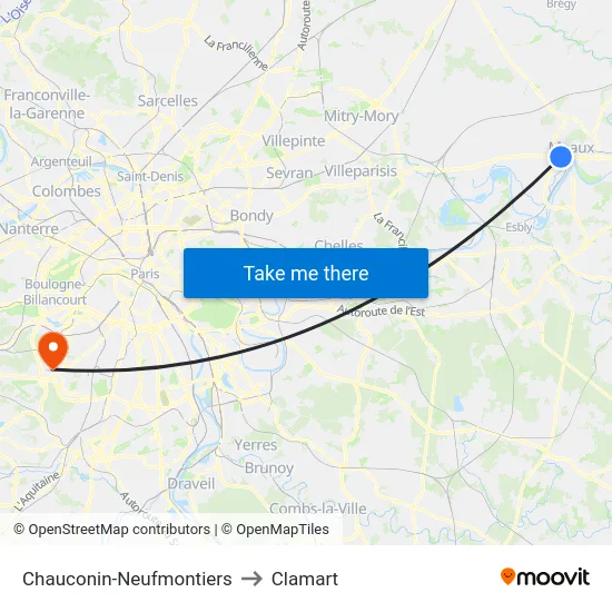 Chauconin-Neufmontiers to Clamart map