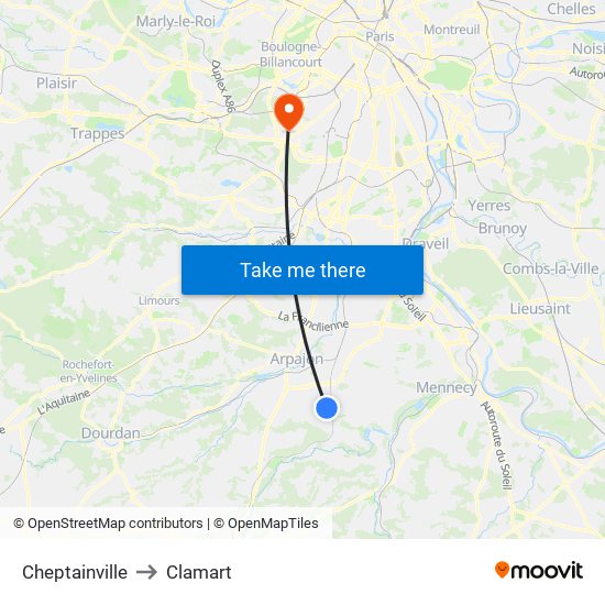 Cheptainville to Clamart map