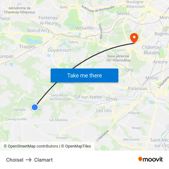 Choisel to Clamart map
